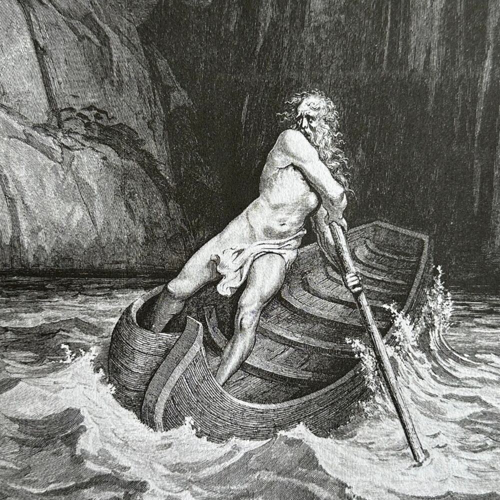 Dore, Charon, Embarkation of Souls, Divine Comedy, Art Print, ~ 250803-WH 705